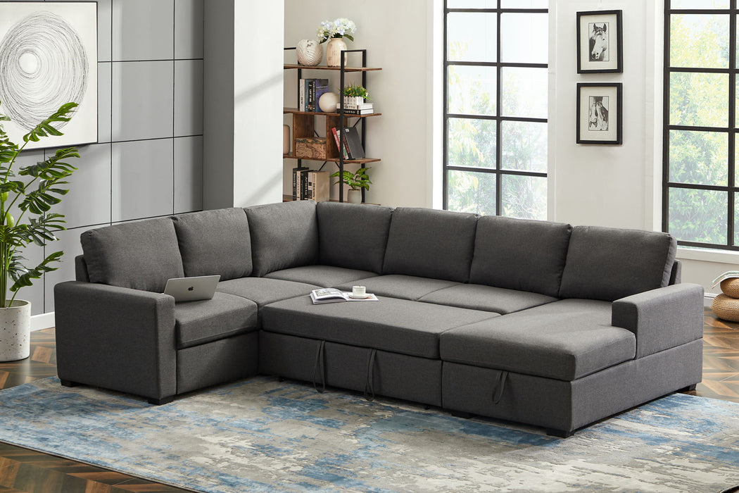 Ketterman - 4 Piece Upholstered Sectional - Dark Gray
