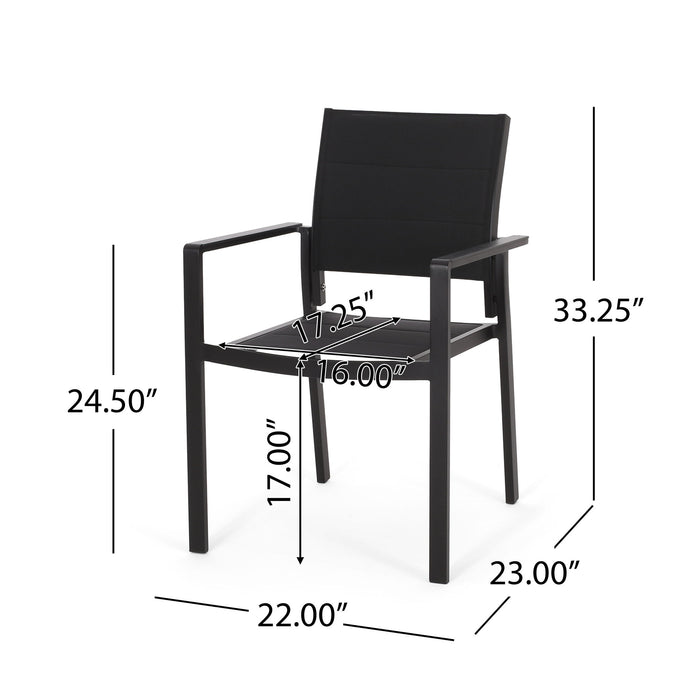 Baird - Outdoor Mesh And Aluminum Dining Chairs - Black