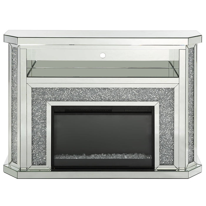 Noralie - 51" Fireplace With LED - Mirrored & Faux Diamonds