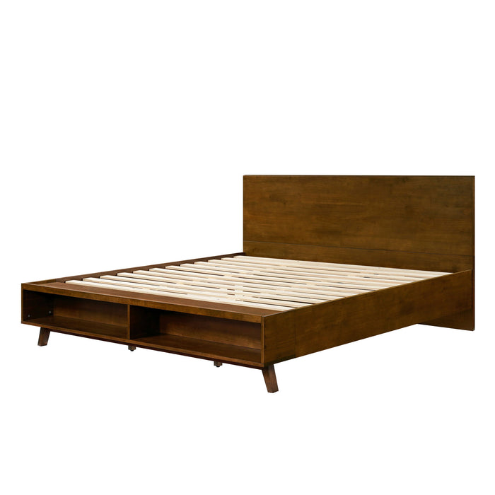 Platform Bed Frame With Footboard Storage