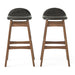 Contemporary Bar Stool With Stylish Seat And Small Backrest - Dark Brown