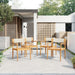 Creative Braided Acacia Wood Outdoor Dining Table And Chairs With Armrests (Set of 2) - Teak / White