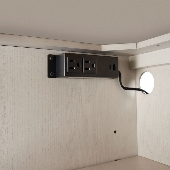 Server With Metal Base - White