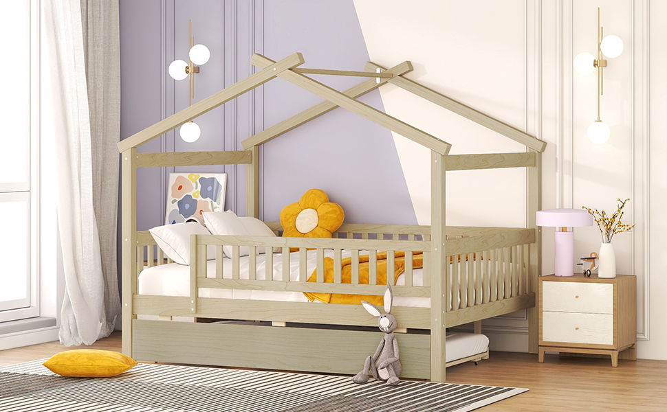 Creativity House Bed With Twin Size Trundle