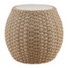 Kobalt - Rattan Round Outdoor Side Table With Sintered Stone Table Top - Beige