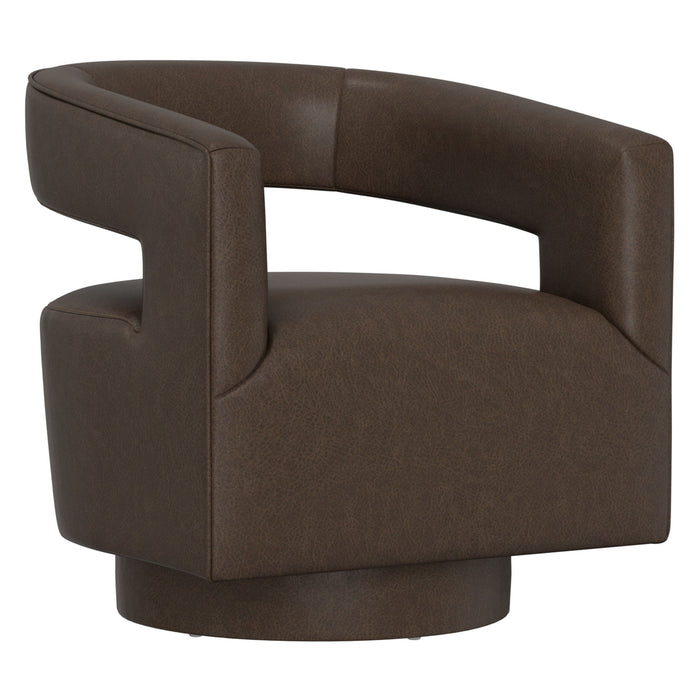 Swivel Accent Chair With Geometric Backrest