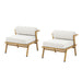 La Fiora - Outdoor Patio Iron Club Chair (Set of 2) - Off White / Teak