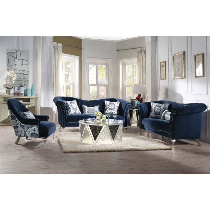 Jaborosa - Sofa With 3 Pillows - Blue Velvet
