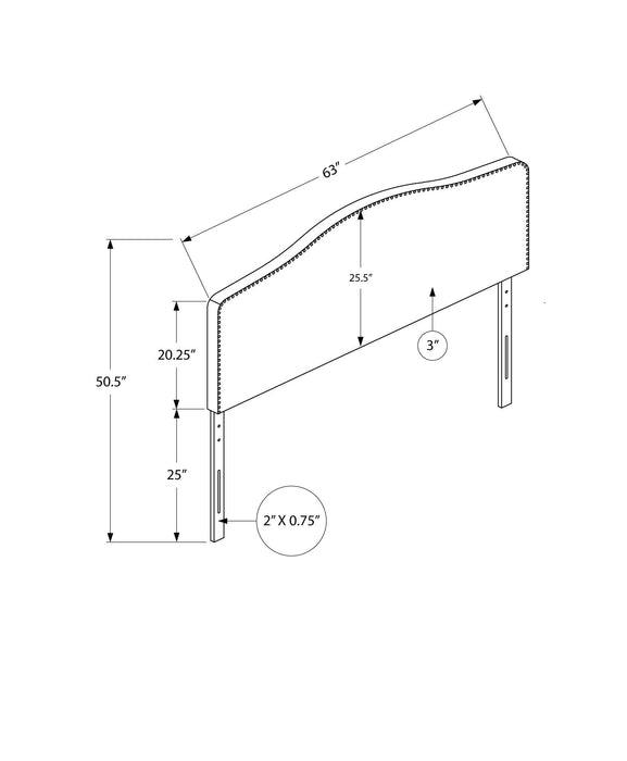 Queen Size, Bed Headboard Only, Upholstered, Transitional - Gray