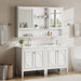 Double Sink Bathroom Vanity Set With Wall Mount Mirror Cabinet