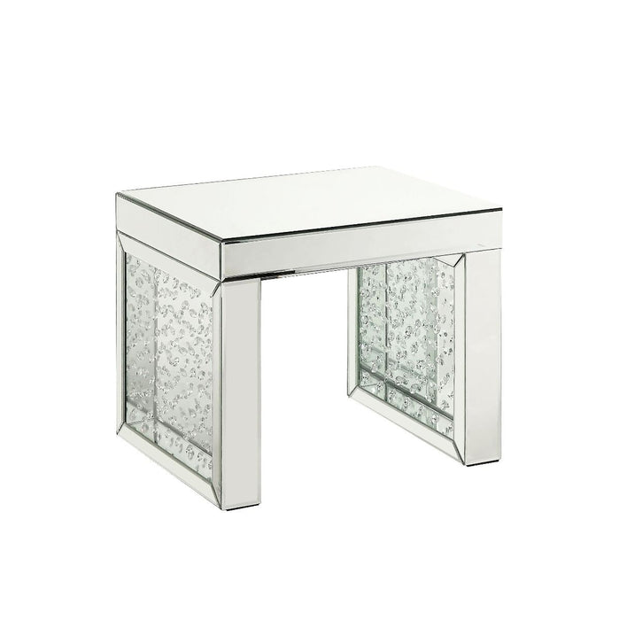 Nysa - 16" Accent Table - Mirrored & Faux Crystals Inlay
