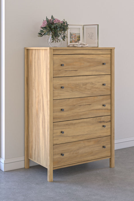 Bermacy - Five Drawer Chest - Light Brown