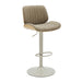 Brock - Adjustable Swivel Curved Back Wood Bar Stool With Faux Leather Seat