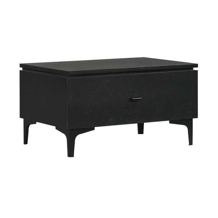 Legend - 1 Drawer Nightstand With Metal Legs - Black Glaze Ash