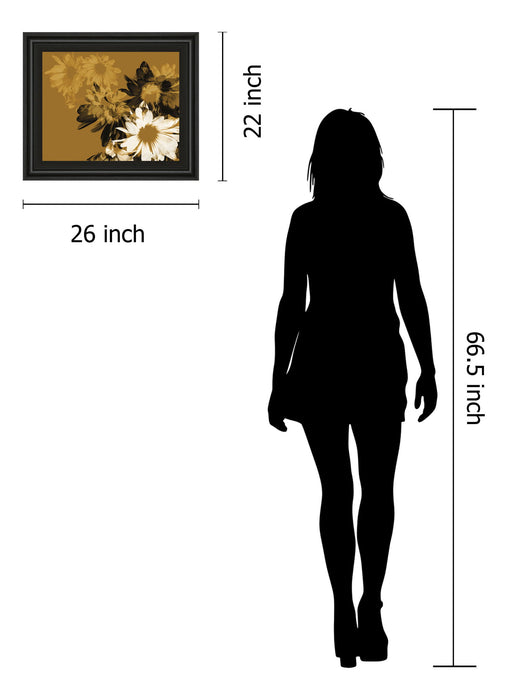 Golden Bloom Il By A. Project Framed Print Wall Art - Dark Brown