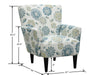 Floral Accent Chair - Blue - Wood