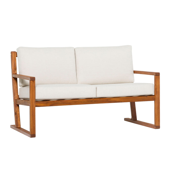 Slat Back Patio Loveseat - Brown