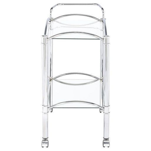 Shadix - 2-Tier Serving Cart With Glass Top - Chrome And Clear Sacramento Furniture Store Furniture store in Sacramento