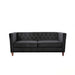 Button Tufted Loveseat, 2 Seater With Square Arm Couch For Living Room - Black