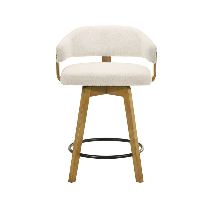 Callah Contemporary Natural Wood Counter Height Kitchen Bar Stool - Thumbnail 5