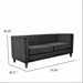 Button Tufted Loveseat, 2 Seater With Square Arm Couch For Living Room - Black