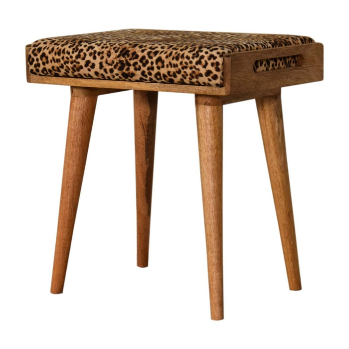 Leopard Tray Style Footstool - Brown Oak