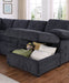 Nyhan - Upholstered Corner Sectional With Pull Out Loveseat And Storaged Chaise