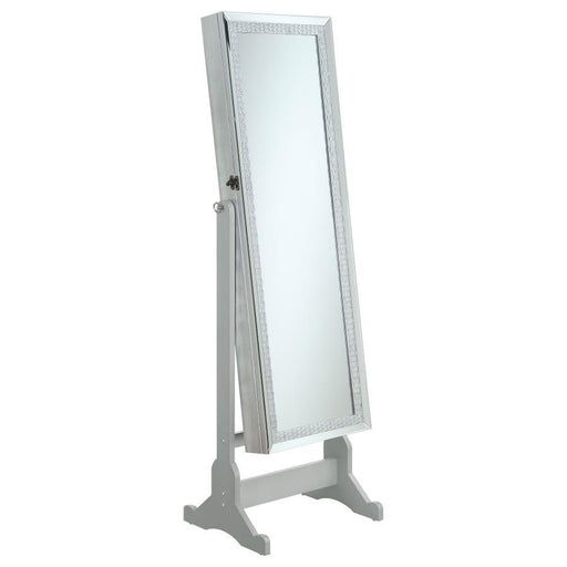 Elle - Jewelry Cheval Mirror With Crytal Trim - Silver Sacramento Furniture Store Furniture store in Sacramento