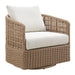 Driftbay - Metal Outdoor Swivel Lounge Chair With Cushions - Boucle White / Natural