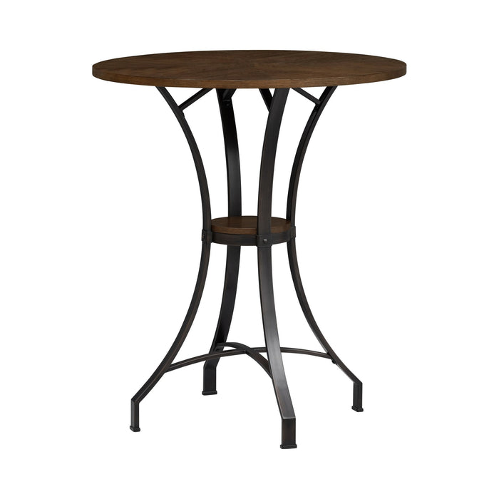 Winslow - 5-Piece Round Walnut Wood Tabletop Pub Table Set With Stools, Seats Up To 4 - Mushroom Brown