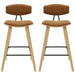 Fox - Counter Height Curved Back Wood Bar Stool With Faux Leather Seat
