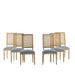 French Country Dining Chair With Rectangular Cane Backrest And Smooth Upholstered Seating