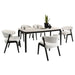 Kimber - 5-Piece Marble Dining Set - Black Finish And Snow Pearl Seats