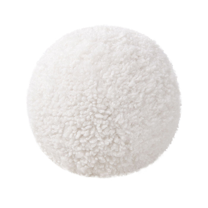 Ayla - Round Sphere Accent Ball Throw Pillow - Curly White