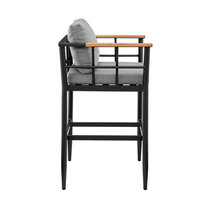 Orlando - 5 Piece Bar Outdoor Patio Table Set With Cushions - Gray