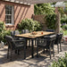 7 Piece Outdoor Dining Set With Table And 6 Chairs - Black / Teak / Gray