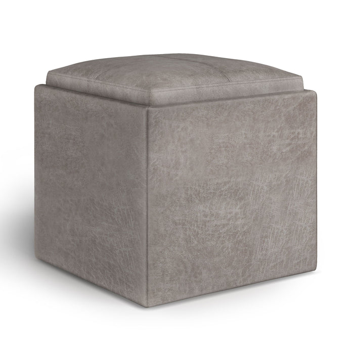 Rockwood - Upholstered Cube Storage Ottoman With Tray