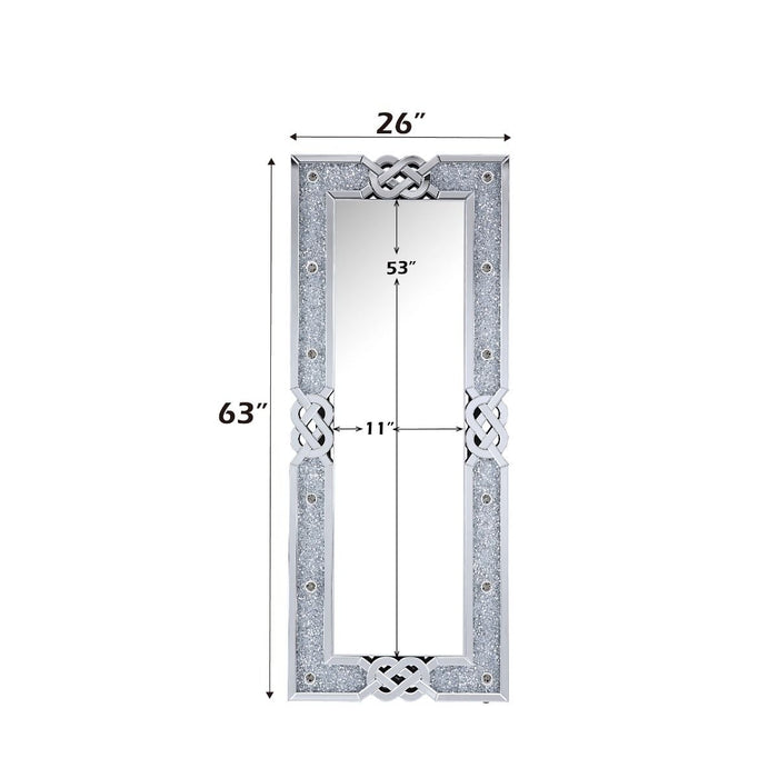 Noralie - 63" Rectangular Floor Mirror With Faux Diamonds - Mirrored