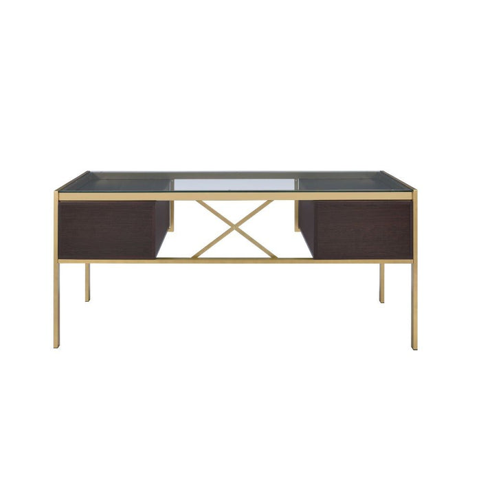 Yumia - Writing Desk - Gold & Walnut