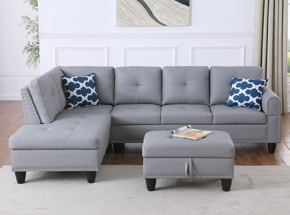 Irine - Sectional Sofa With Ottoman - Gray