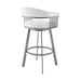 Bronson - 25" Counter Height Swivel Bar Stool - Silver Finish And White Faux Leather