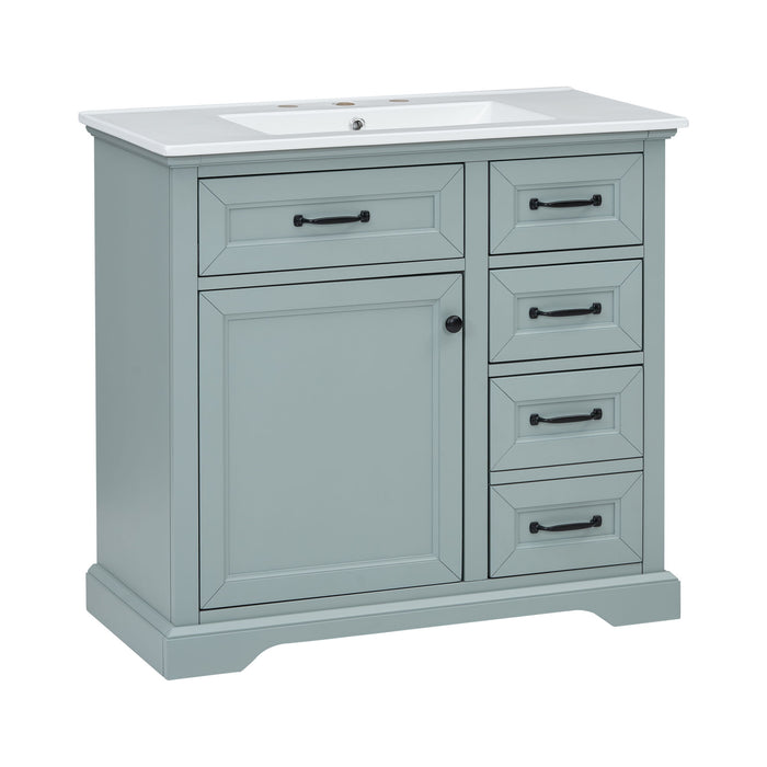Bathroom Vanity With Sink, 2 Tip Out Drawers, Soft Close Hinges - Gray
