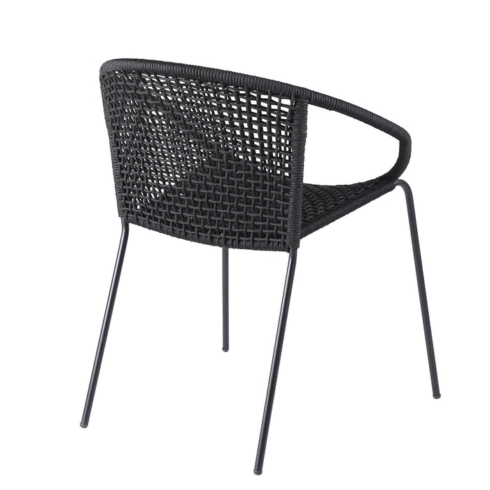 Sydney And Snack - 3 Piece Outdoor Patio 36" Dining Set - Black Eucalyptus Wood And Black Rope