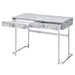 Tigress - Writing Desk - White Printed Faux Marble Top & Chrome