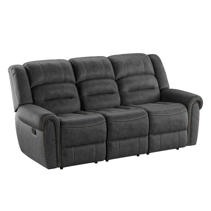 Reclining Sofa - Gray - Faux Leather
