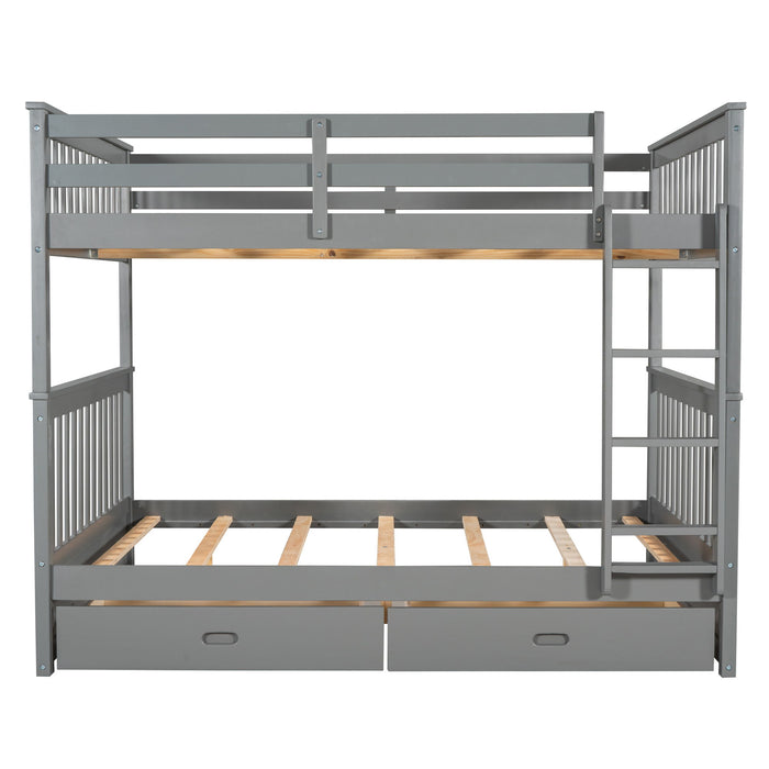 Bunk Bed With Ladders And 2 Storage Drawers