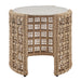Driftbay - Rattan Round Outdoor Side Table With Sintered Stone Table Top - Natural