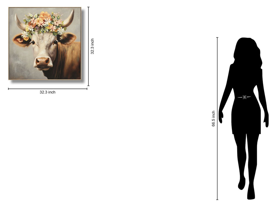 Floral Grace Bovidae - 32" x 32" Framed Wall Art