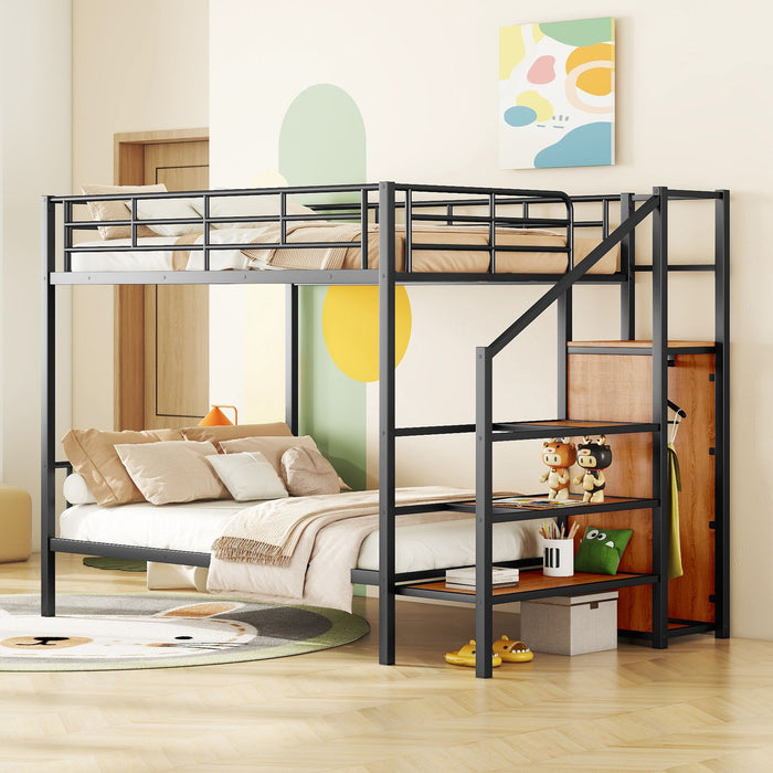 Bunk Bed With Lateral Storage Ladder And Wardrobe