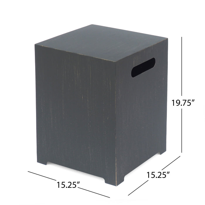 Modern Iron Tank Holder Side Table With Powder Coated Frame - Brown / Gold